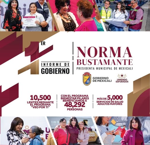 Lee más sobre el artículo 1er Informe de Gobierno de Norma Bustamante al frente del Ayuntamiento de Mexicali.